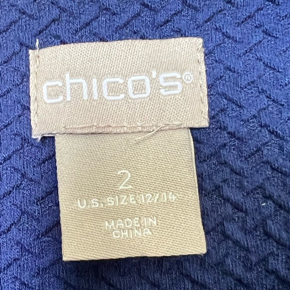 Chico’s Blue Textured Knit Zip Up Lined Jacket Size 2 (women’s 12/14) - Picture 10 of 11